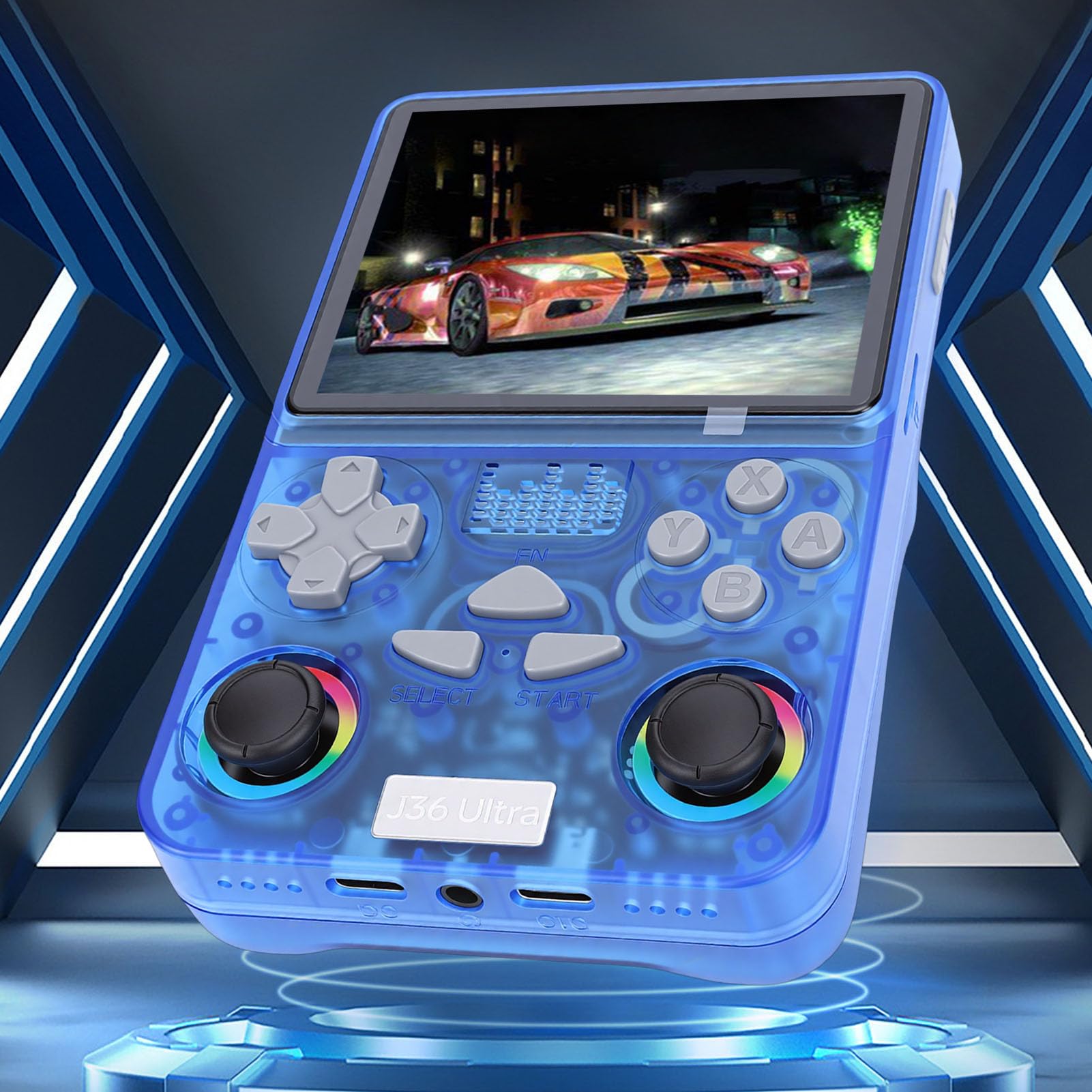 Generic Console di Gioco retrò WiFi Portatile Memoria da 64 GB Batteria a Lunga Durata Schermo da 4 Pollici per Viaggi (BLUE)