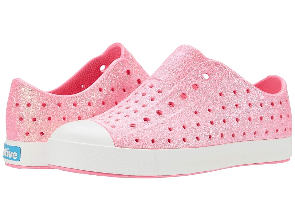 Native Shoes Kids Jefferson Bling Glitter (Little Kid) (Floyd Pink Bling Glitter/Shell White) Girls Shoes INTERNATIONAL SHIPPING