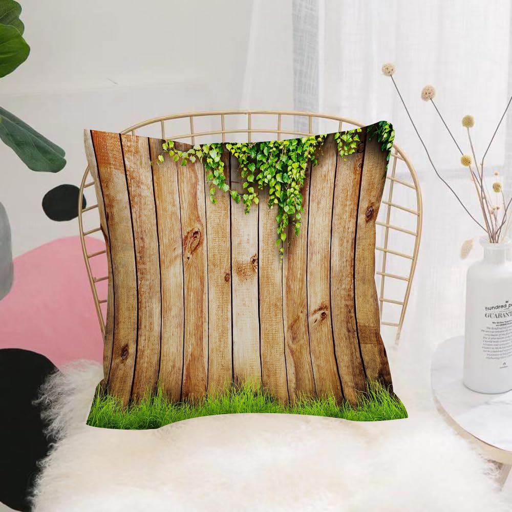 Hyosxw Rustic House, Fresh Grass Plant And Spring L - A1 Cushion Cover,Throw Pillow Case Home Decorative For Living Room Bedroom Sofa Chair 18X18 Inch,Rustic House, Fresh Grass Plant And Spring Leaves On The,Pillowcase 45X45cm
