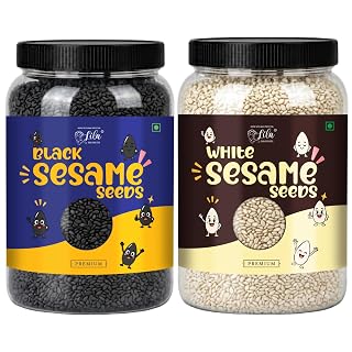LILA DRY FRUITS White & Black Sesame Seeds Combo Pack 100 Gms x 2 | Raw Til Seeds Mix for Cooking, Baking, Roasting & Daily Healthy Nutrition Perfect for Laddu, Tilkut, Chikki and Kitchen Use