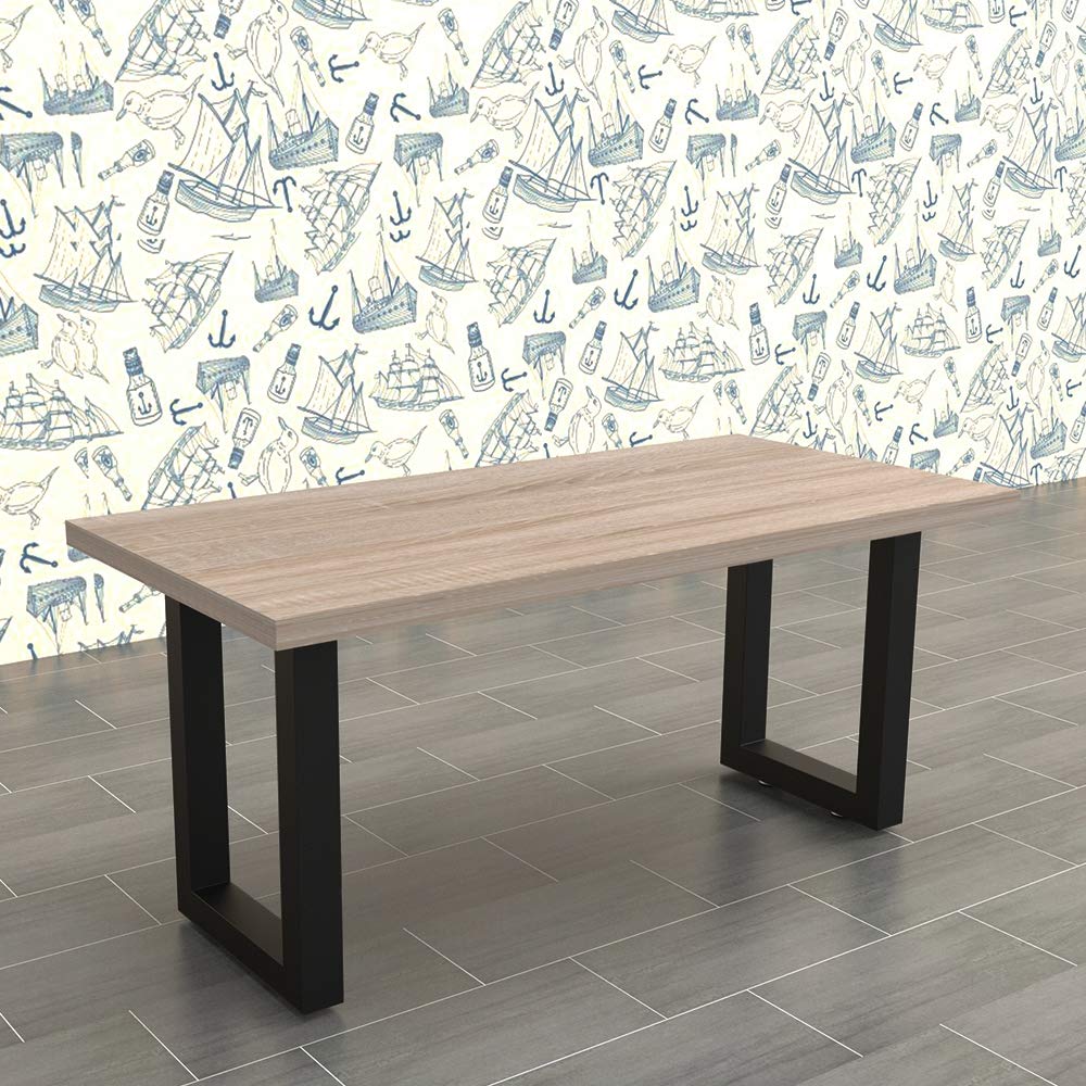 Melko 2X Tischkufen aus Vierkantprofilen 80x40 mm Tischuntergestell 60 x 72 cm Tischbeine Tiefschwarz inkl. Bodenschoner