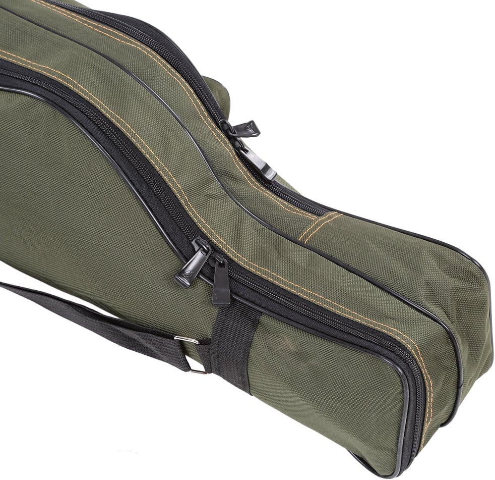 Folding Fishing Rod Case - Canvas Fishing Pole Tools Storage Bag - Gear Tackle