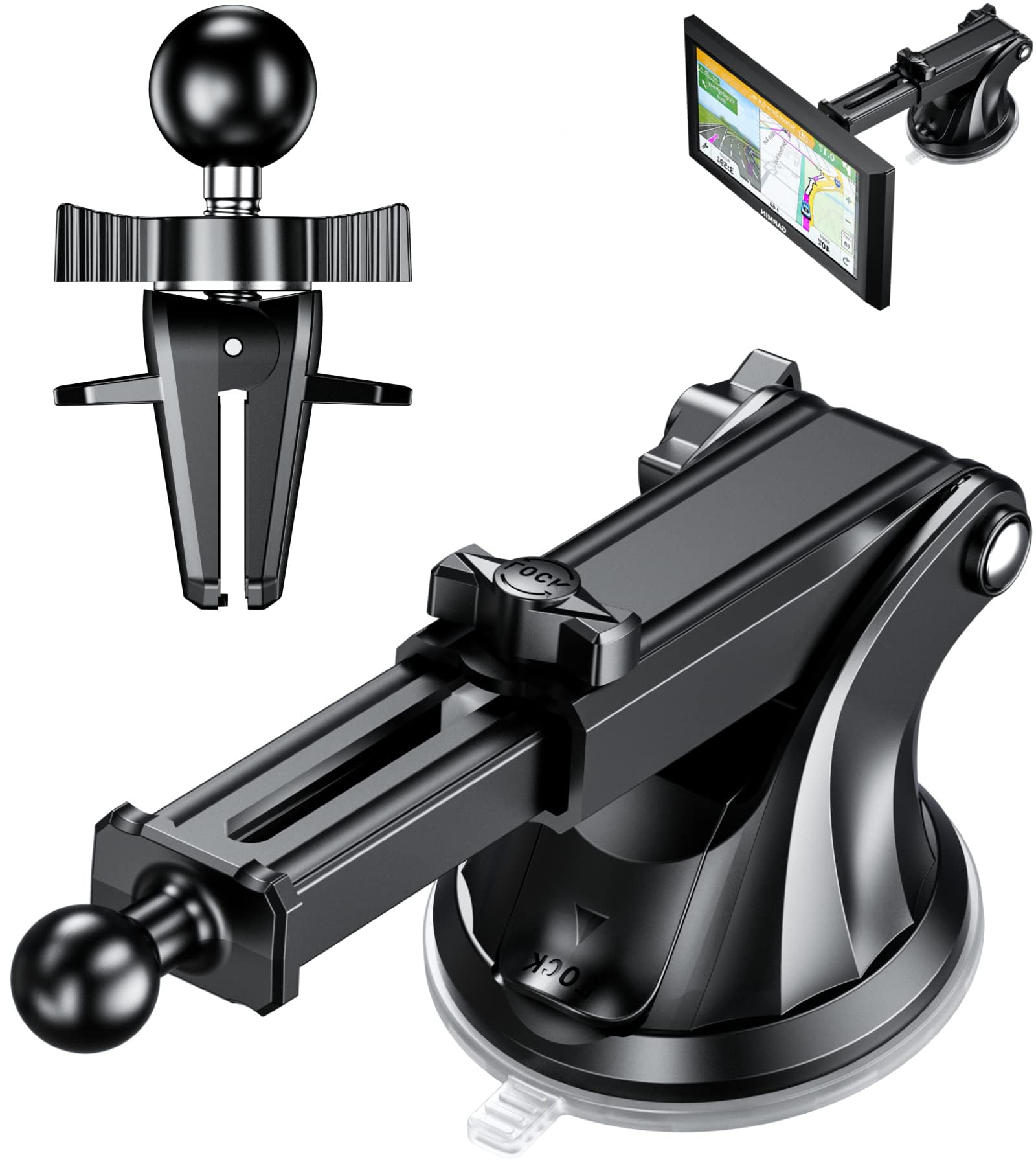 TERRIFI GPS Suction Cup Mount, Air Vent Car Holder with 17mm Ball for Garmin 17mm Swivel Ball Mounting Pattern GPS Mount for Garmin nuvi GPS