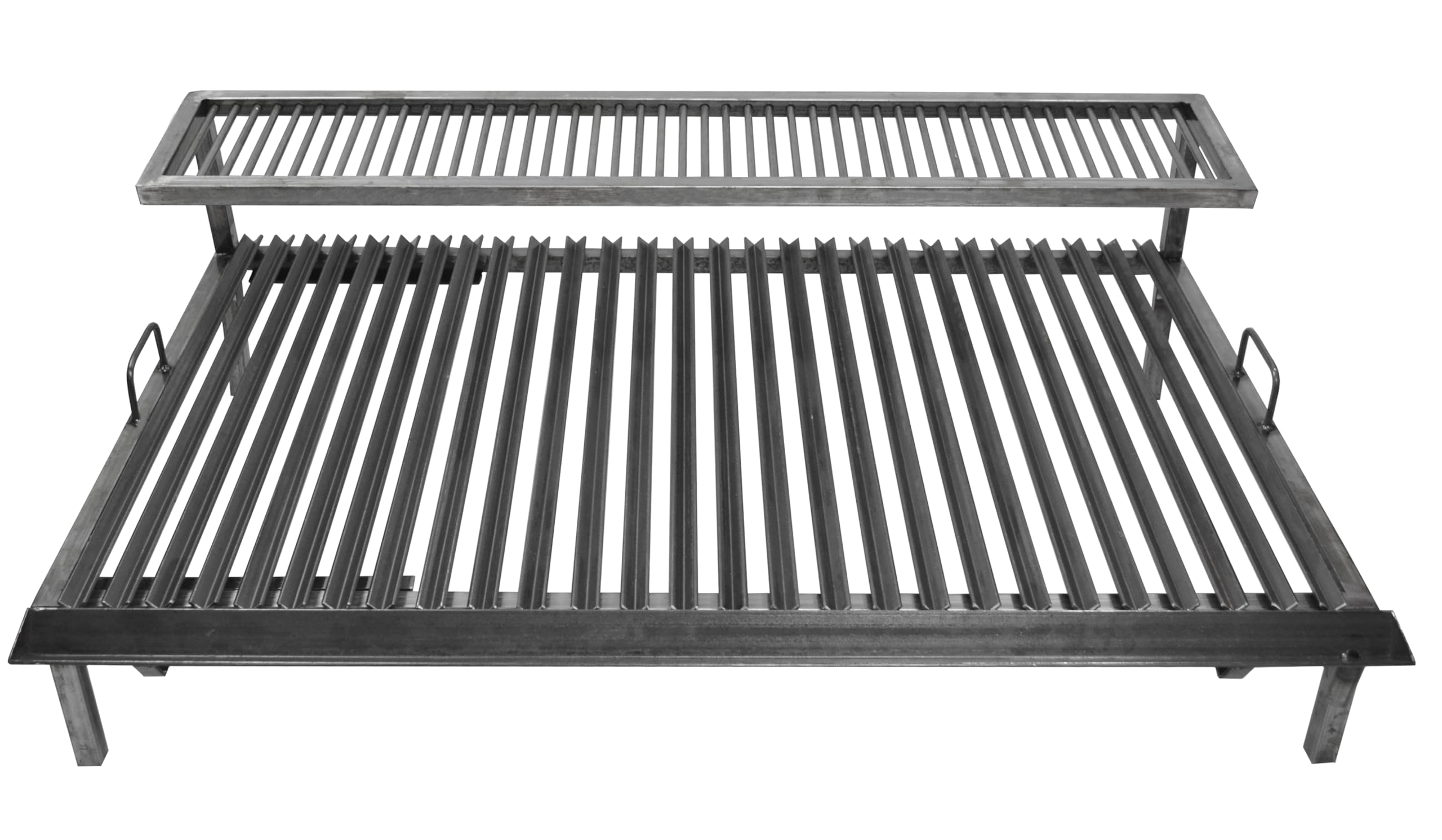Premium Argentine Grill – Griglia in ferro angolare con manici e padella di scarico, Heavy Dutyl – BBQ – Emparrillado con manijas, Asado Argentino Sor pampa grill – (80 x 50 cm)