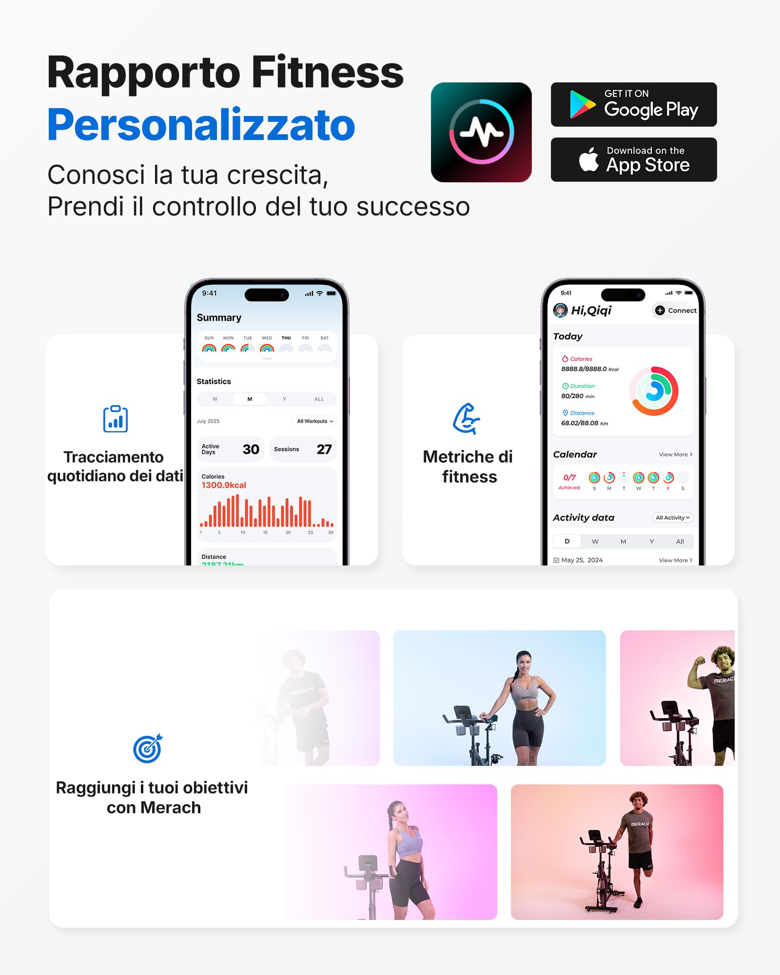 MERACH Cyclette da Casa con Resistenza Regolabile, Bicicletta da Appartamento Silenziosa con Schermo LED Migliorata, Sedile Comodo e Grande, App Esclusiva, Aerobica Domestica, Capacità Massima 136KG