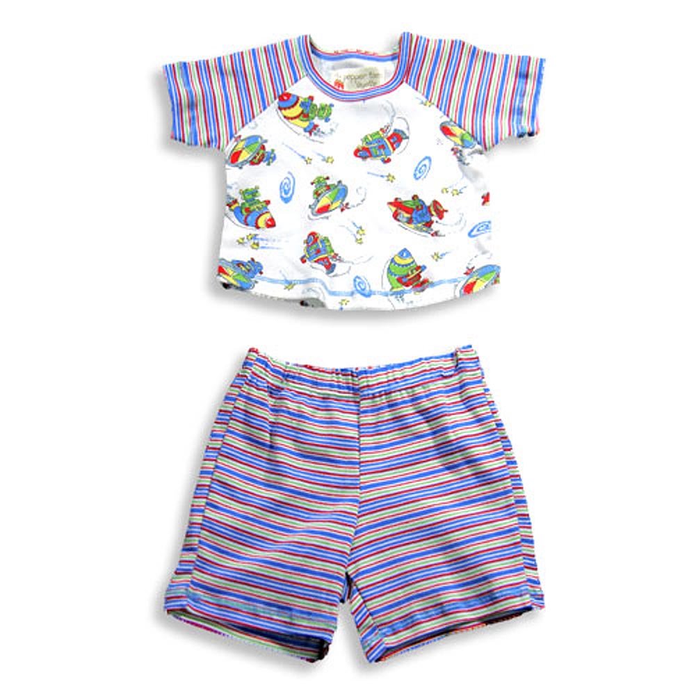 PEPPER TOES Layette by Baby Lulu - Baby Boys Short Sleeve Short Set, White, Blue, Red 17033-6Months