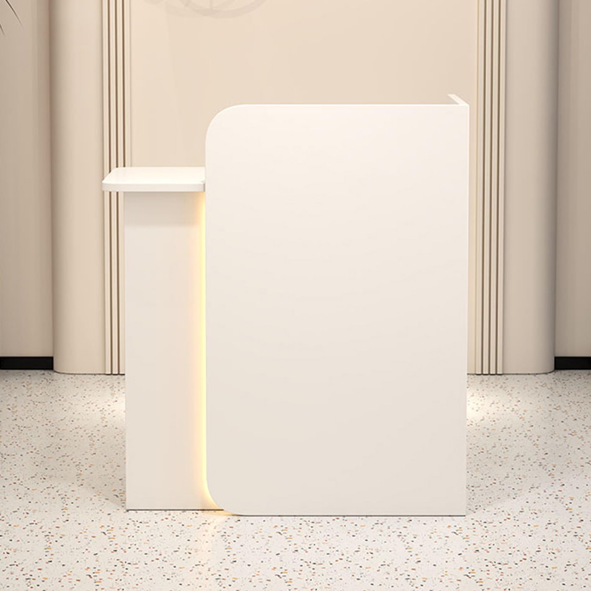 Bancone Reception,Bancone Cassa per Negozio Ufficio,Reception Parrucchiere con LED e 1 Cassetto con Serratura,Tavolo di MDF Banco Vendita,Moderno Banco Espositivo,per Small Bar Estetica Beauty Salon(W