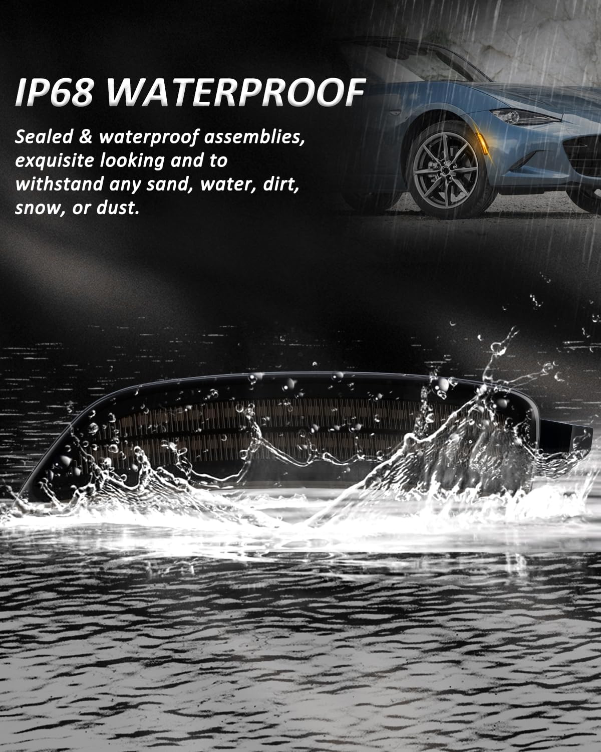 Bestview Side Marker Light Assembly Compatible with 2016-2024 Mazda MX-5 Miata ND Amber Front Red Rear Fender Side Marker Lamps Reflectors, 4 PCS