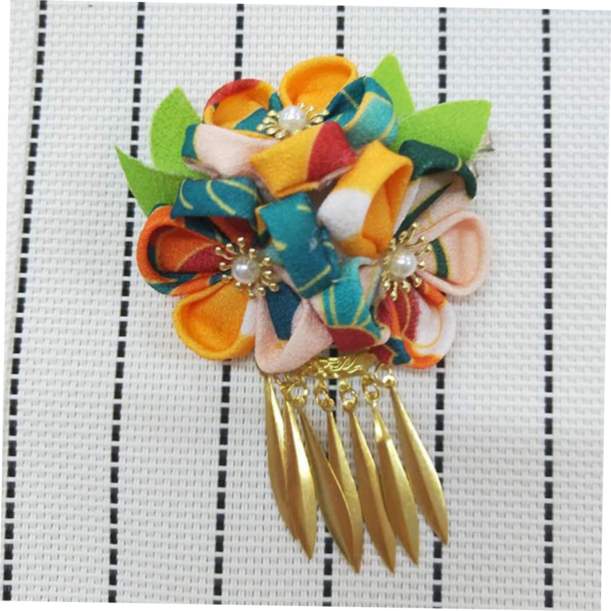 Housoutil 6stücke Japanischer Stil Blumen-stirnband Mode Stoff-metall Haaraccessoires Für Damen Und Mädchen Gelb Für Festliche Anlässe Und Alltag