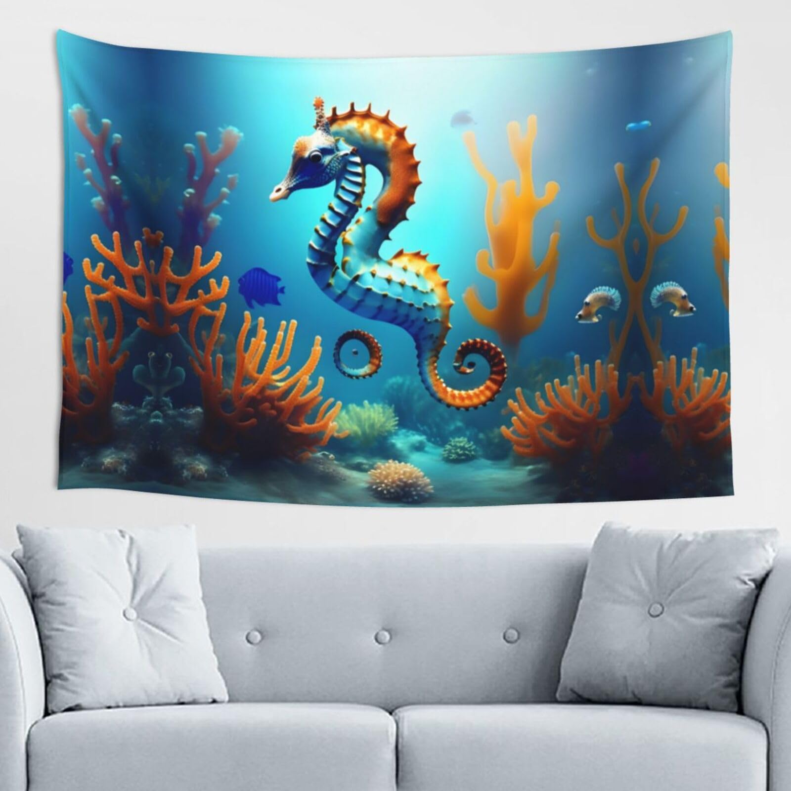 ZZYYDS Seabed coral seahorse Wall Decor Tapestry 60x40in, Wall Hanging, Home Decor, Dorm Decor, Porch Tapestry, etc.