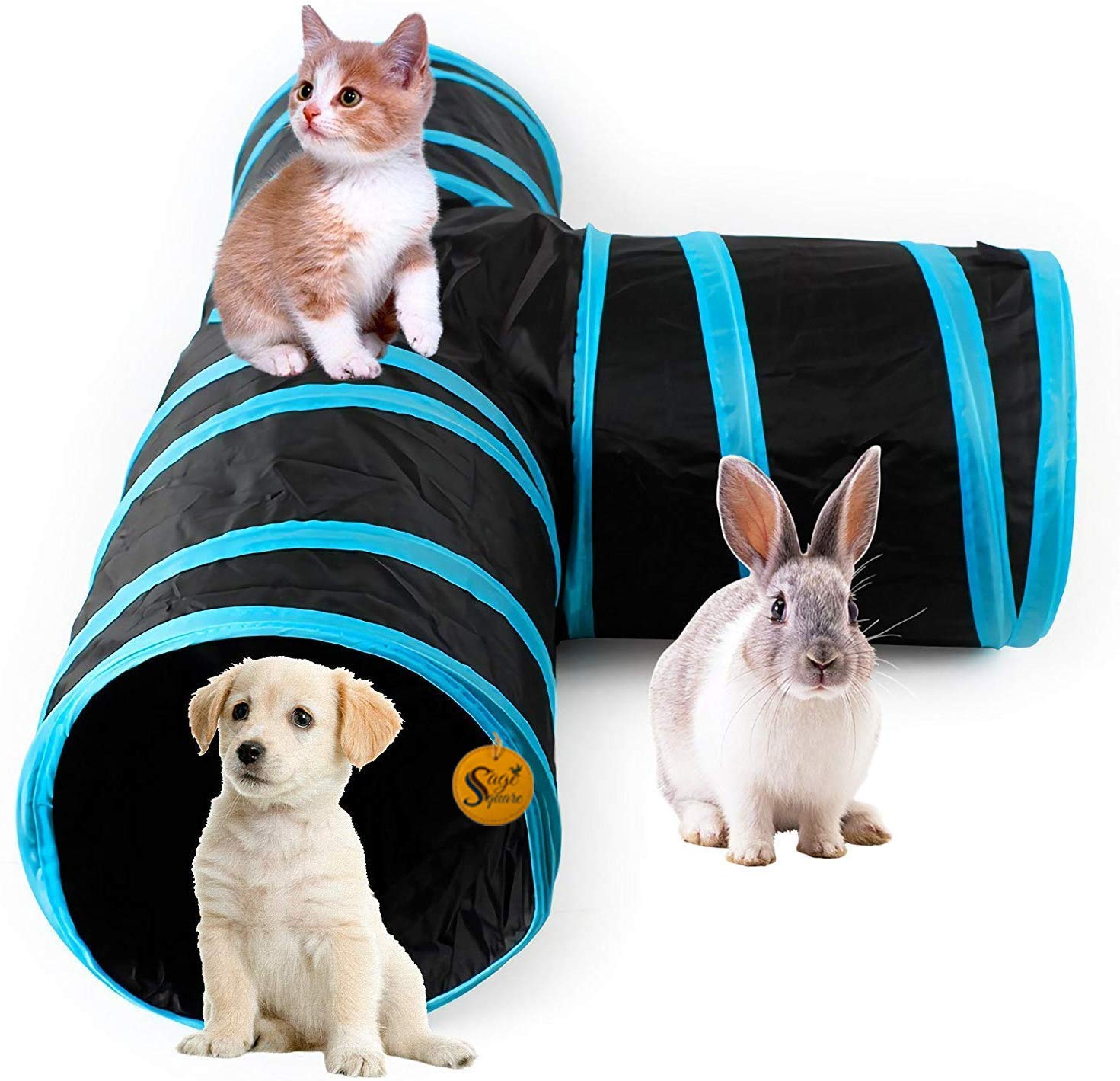 Sage Square Big Size Portable Sleeping Bag Exercise 3 Way Tunnel with Hanging Ball for Cat, Kitten, Rabbit, Guinea Pig, Puppy (Blue) (B084WT98LC) Amazon Price History, Amazon Price Tracker