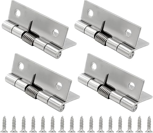 Hordion 4 bisagras de resorte de 2 pulgadas de longitud de acero inoxidable 304, bisagras con resorte de cierre automático, bisagra de puerta de