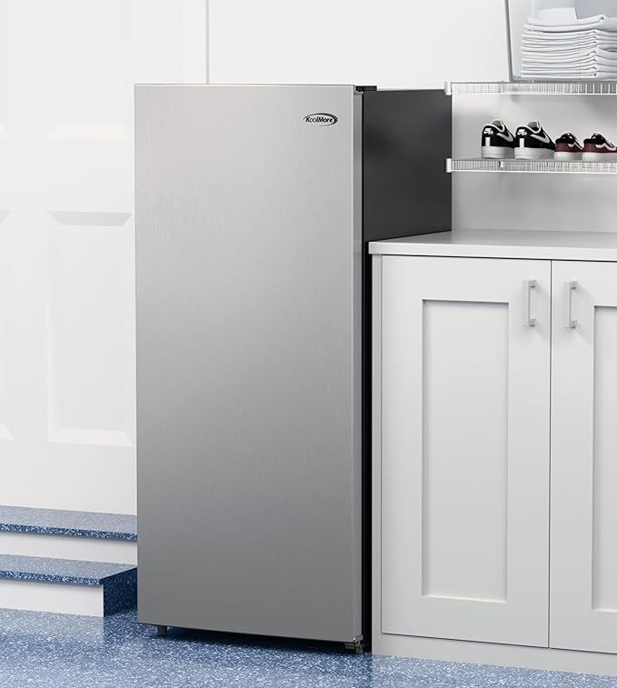 KoolMore KM-RUF-7S-SS 7 Cu. Ft. Garage Ready Convertible Upright Manual Defrost Freezer/Refrigerator in Stainless Steel on Fridge.com