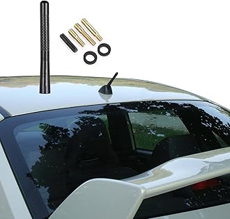 Jsorum 4.7 Inch Carbon Fiber Short Automotive Antenna, Short Carbon Fiber Radio Antenna, Carbon Fiber Antenna, Universal Car Antenna Replacement for Ford Focus, Black