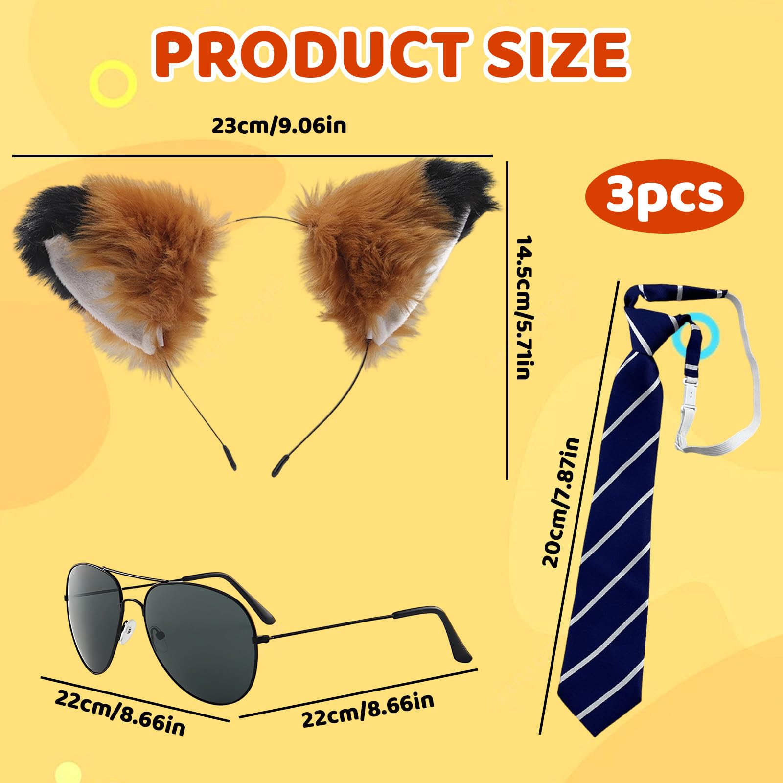 WaaRiuQ 3 Piece Fox Costumes Set, Fox Ears Headband With Realistic Mask - Image 2