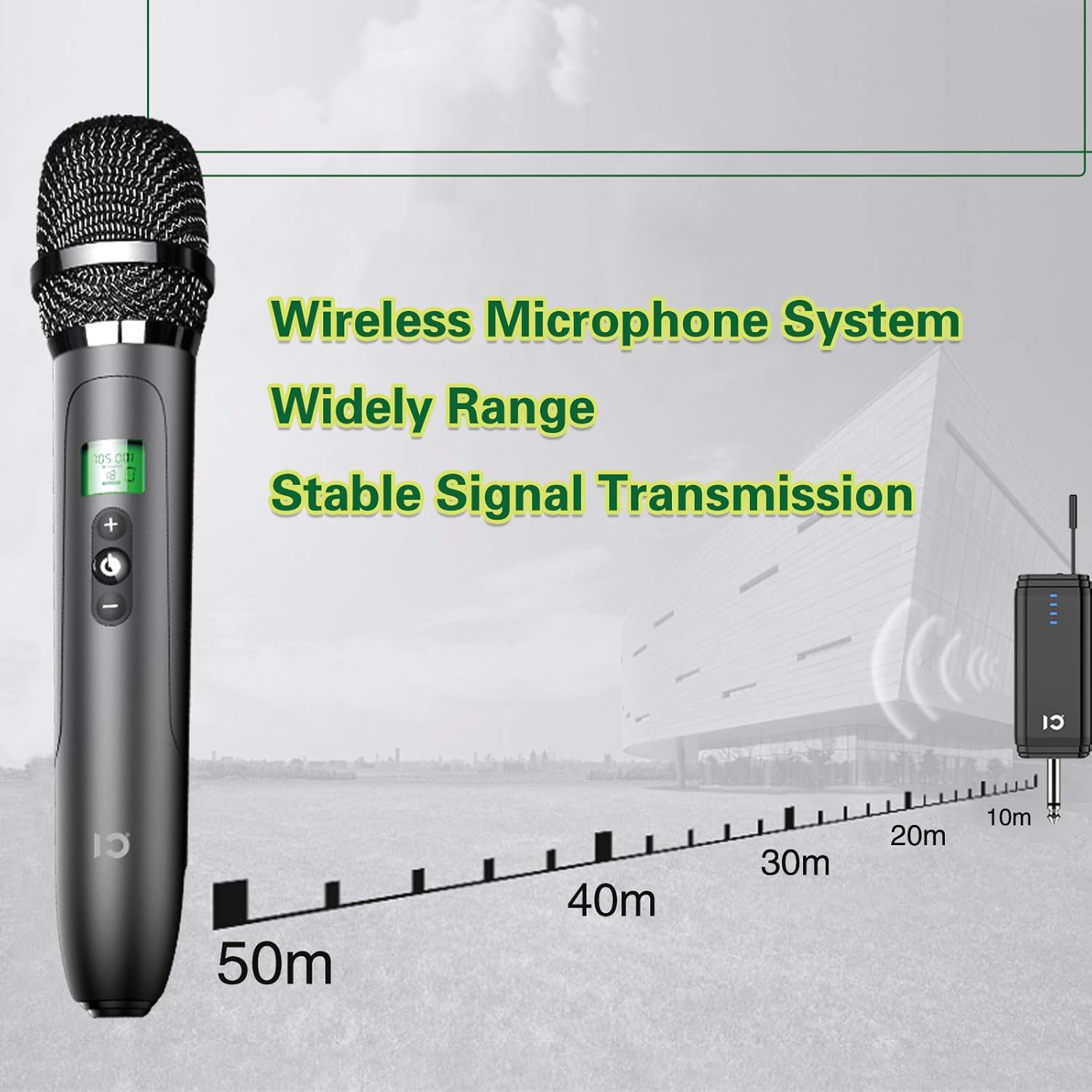 Free Shipping Over $50 Wireless Microphone System Portable Dynamic Handheld Mic UHF Moving-Coil Vocal Microphone with Rechargeable Receiver for Karaoke, Singing, Party, Wedding, Meeting, Church, DJ, Speech, Class, Outdoors