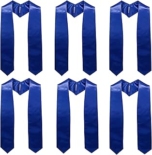 6 Pieces 72 Inch Plain Graduation Stole Bulk Sublimation Blank Honor Graduation Sash Unisex Adult