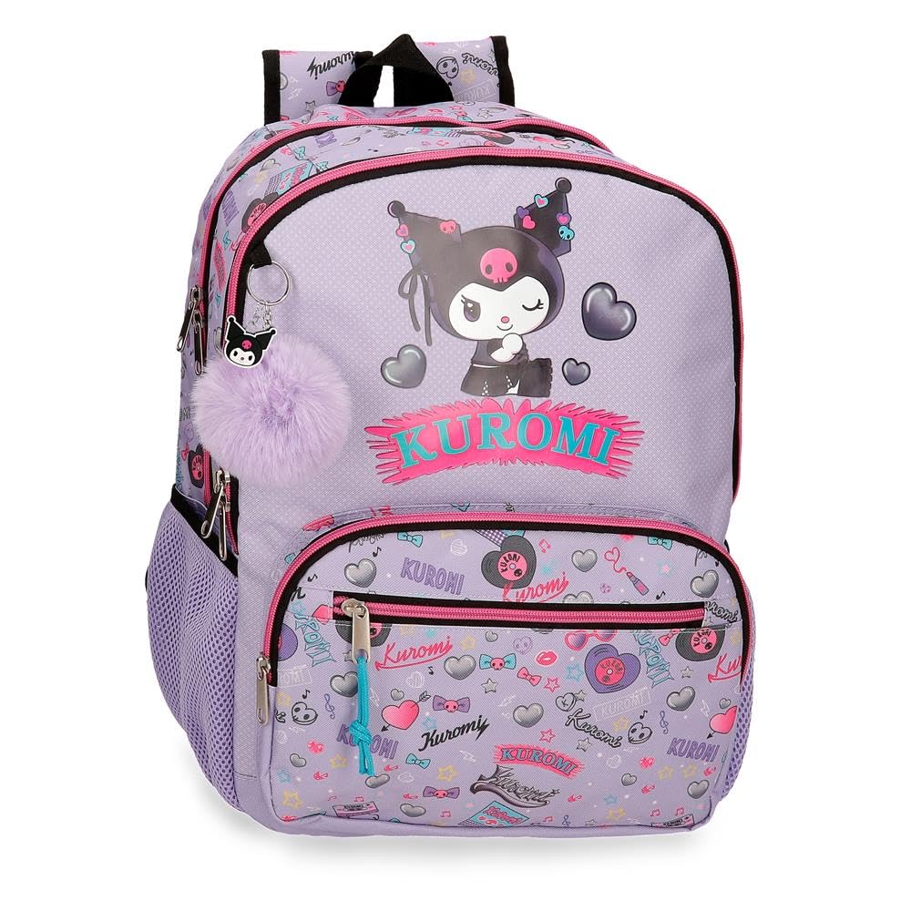Sanrio Kuromi Retropop Double Compartment School Backpack Adaptable to Purple Car 32x44x17 cm Polyester 24L