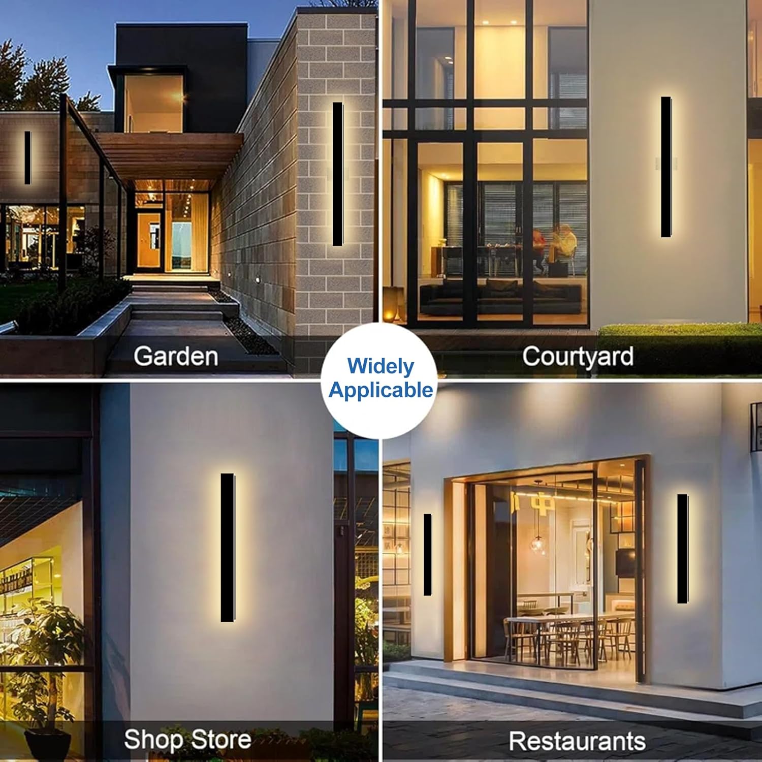Modern Outdoor Wall Lights, 2 Pack 47 Inch Long Outdoor Wall Sconces 3000K LED Wall Mount Exterior Light Fixture IP65 Waterproof Black Outside Lights for House Garage