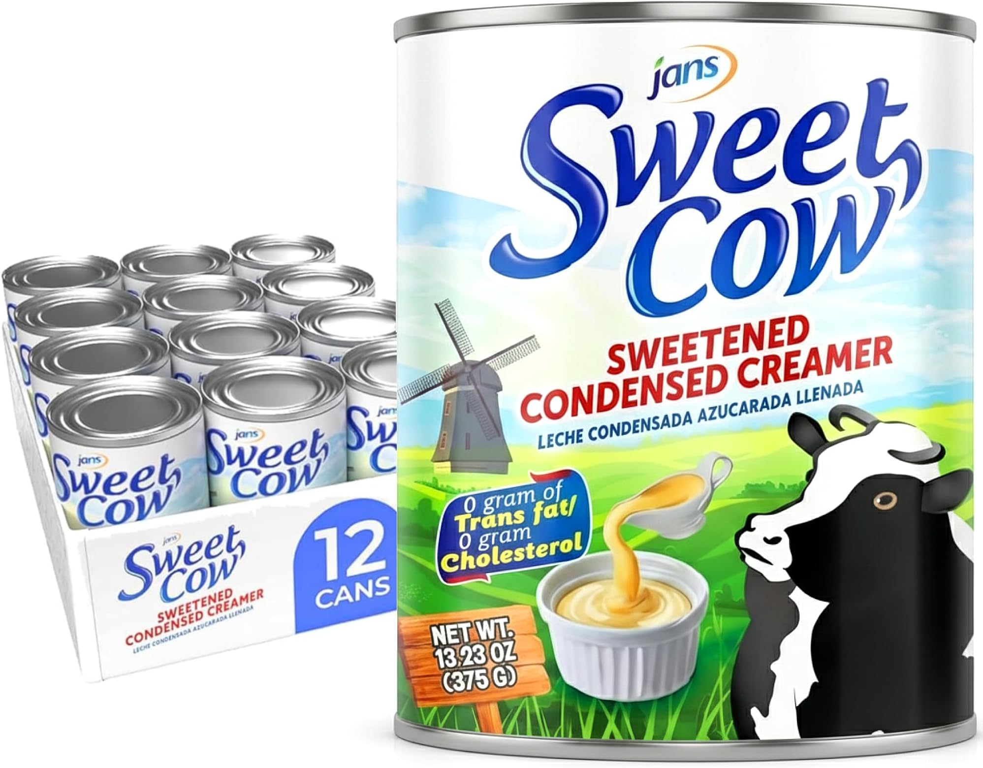Sweet Cow Sweetened Condensed Milk Creamer (13.23 Oz, Pack of 12) Canned, Leche Condensada