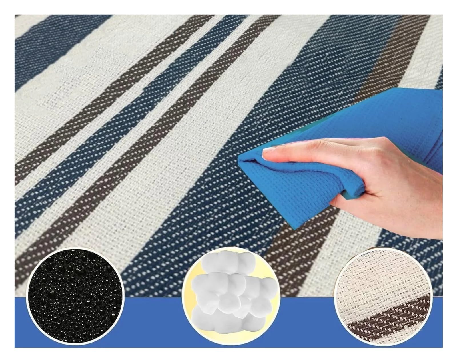 Générique Couverture de Plage Anti-Sable Toutes Saisons, Portable et imperméable, Tapis Pratique d'extérieur, fourre-Tout Pique-Nique(Red White Check,200cm X 150cm)