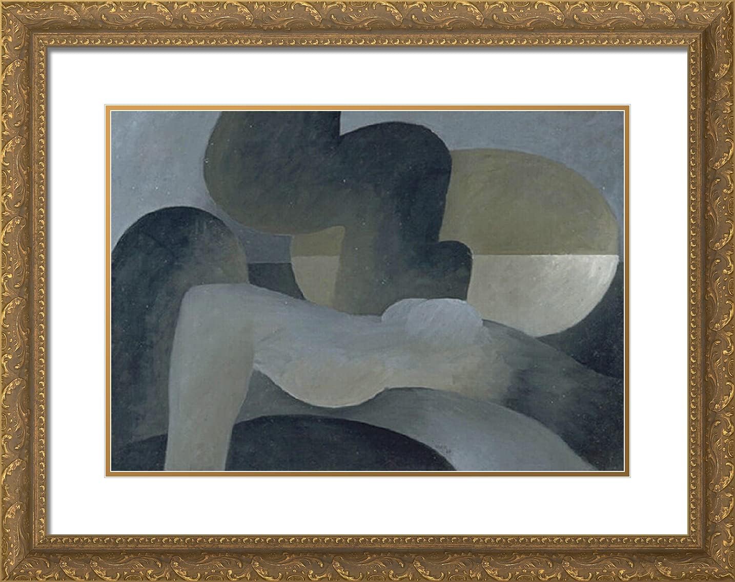 ArtDirect Gris, Juan 24x19 Gold Ornate Framed Art Print with Double Matting Titled: Large Reclining Nude