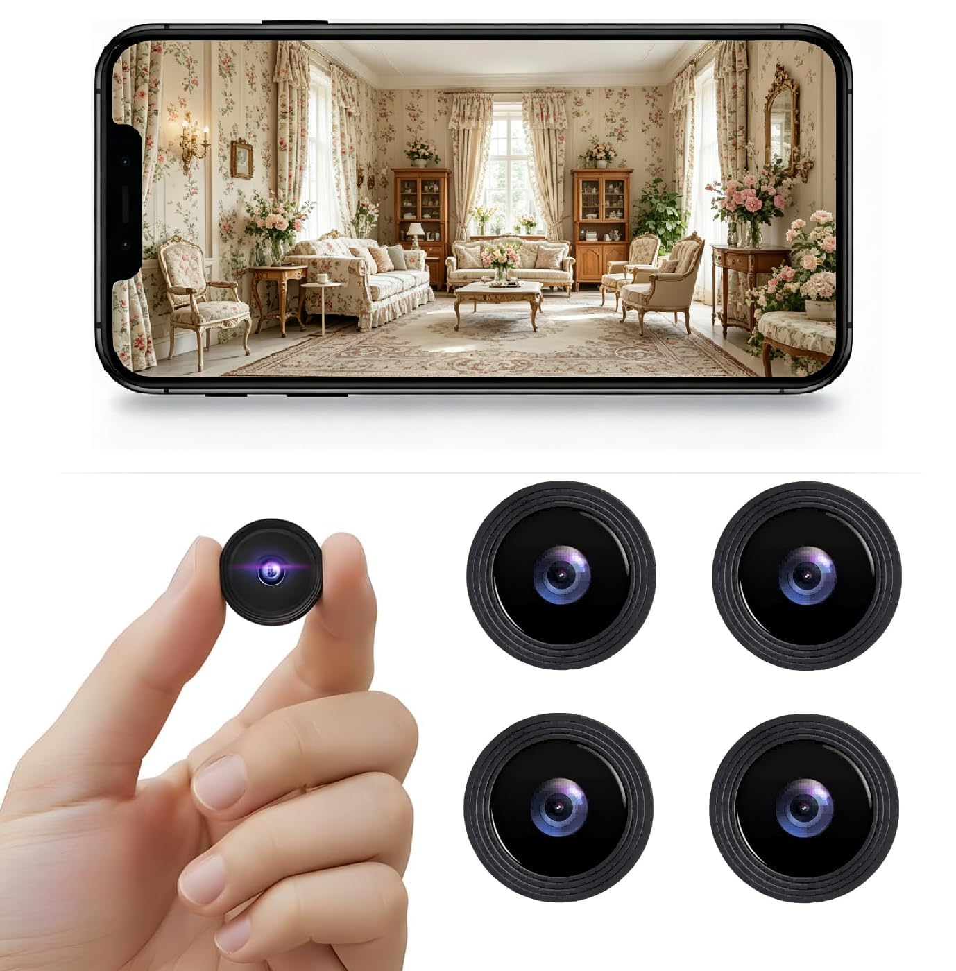 2026 Mejorada Cámara Oculta para Uso Doméstico, Mini Cámara de Seguridad WiFi, HD 1080P con Visión Nocturna Interior/Exterior para Bebés, Mascotas, Compatible con Teléfonos Inteligentes (2 pieza) — view 7