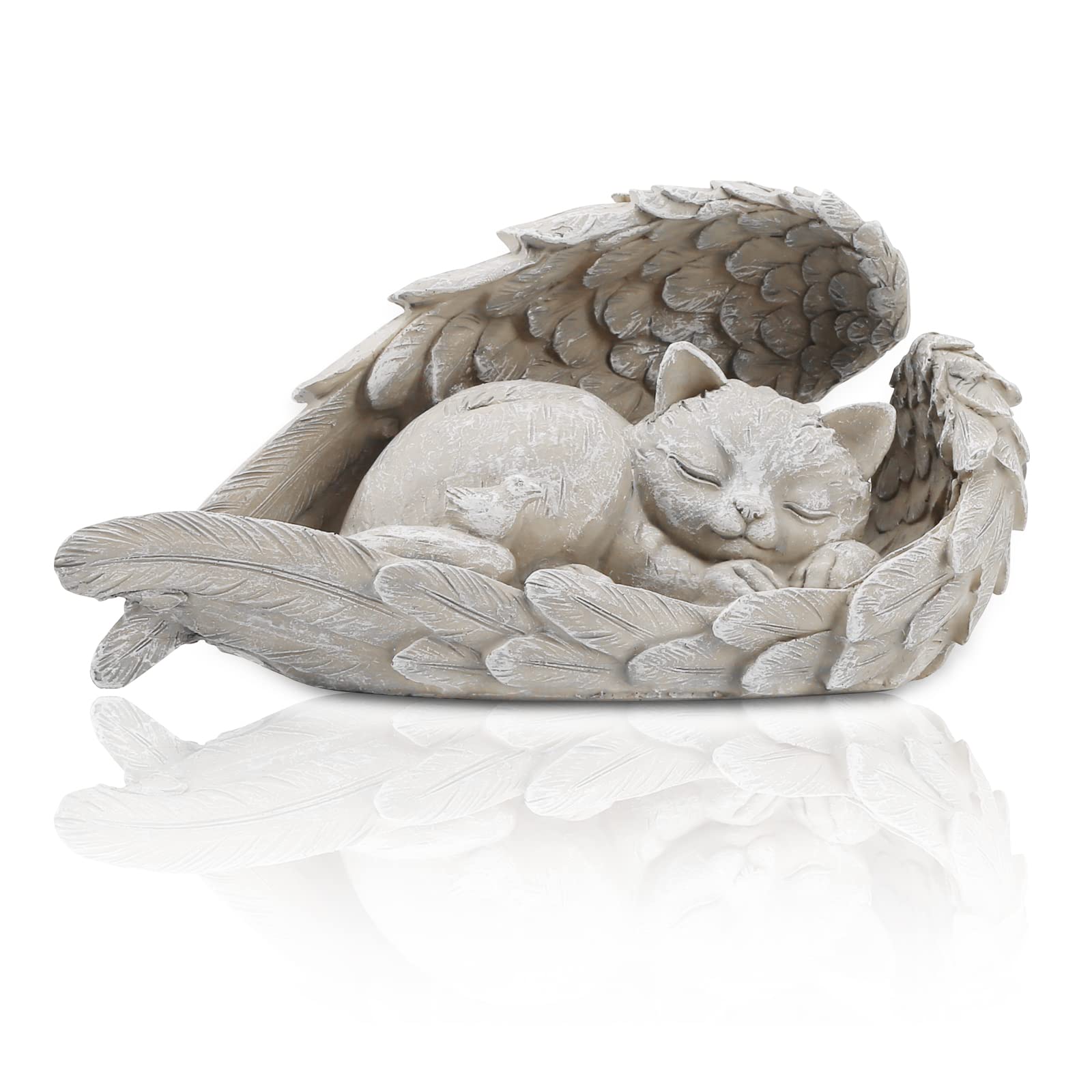 Estatua Conmemorativa de Gato para Mascotas, Estatua Conmemorativa de Gato de Resina lápida Fabricante de tumbas para Gatos Que Duermen en ángulo Estatua de ala de condolencias Regalo de Recuerdo