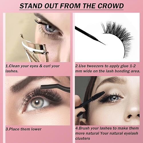 Miniatura 6 de Pestañas de visón de aspecto natural, esponjosas, pestañas de ojo de gato, paquete de 5 pares de pestañas postizas 3D de hadas, XF36-5