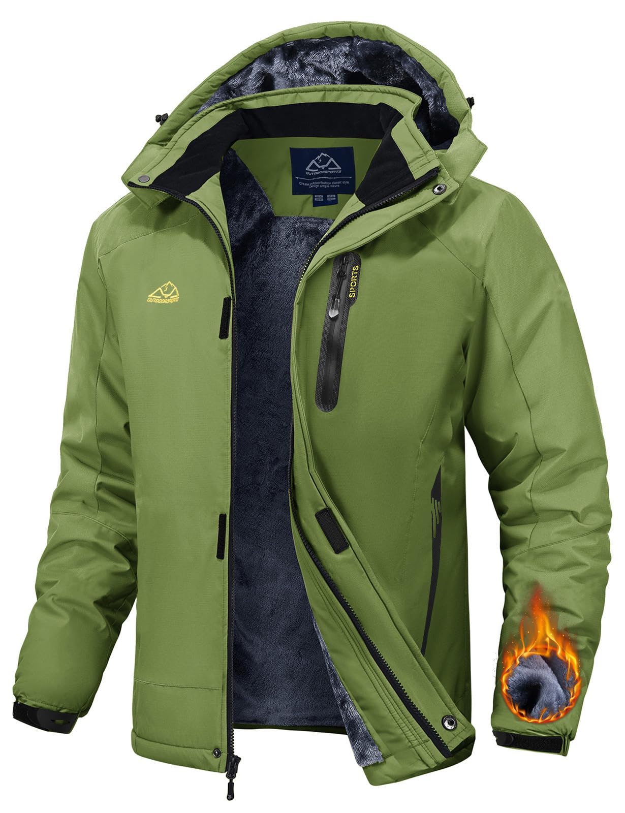 Rdruko Skijacke Herren Winterjacke Snowboardjacke Warme Fleece GefüTtert Winter Jacke Wasserdicht Funktionsjacke Männer Outdoor Wanderjacke mit Kapuze