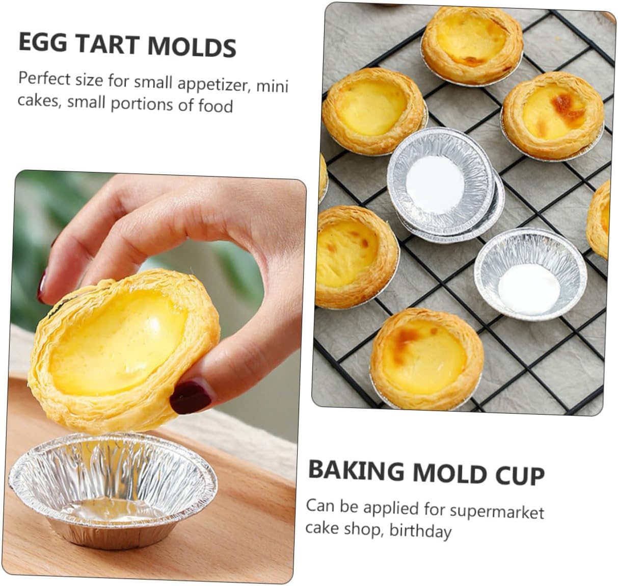 Baking Mold,Cake Pans 100pcs Egg Tart Baking Molds Non-stick Design Easy to Use Great for Egg Tart Jelly Pudding Cookie Muffin(100pcs)