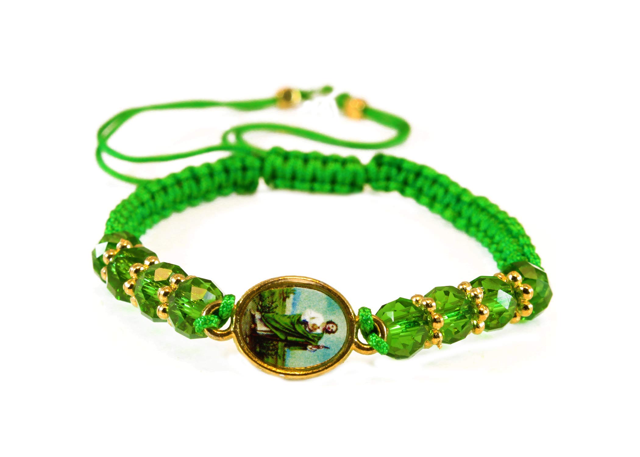 Buy Saint Jude with Green Stone GoldenInlay Adjustable Bracelet