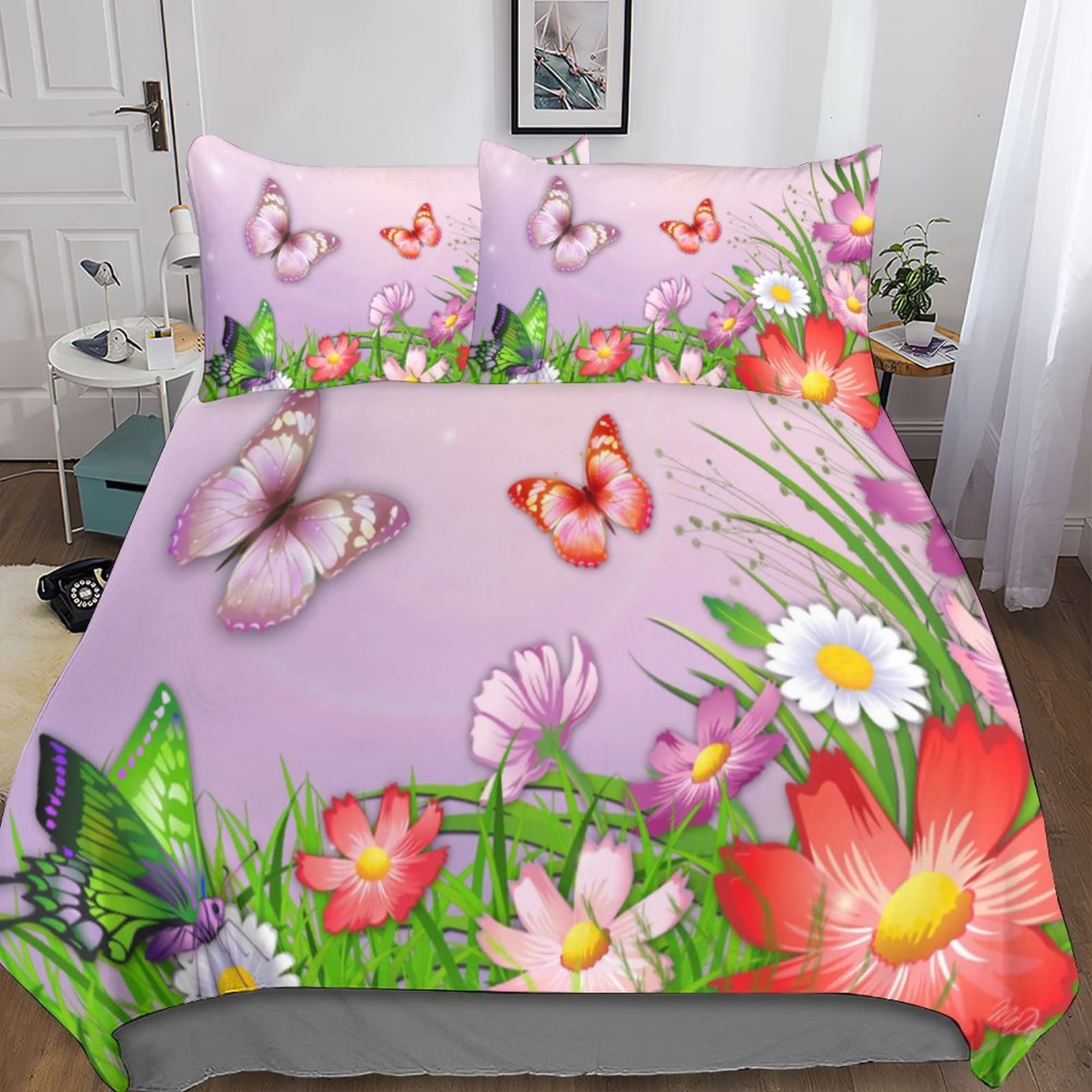 Housse de couette papillon parure de lit floral star imprimé 3D microfibre 200x200