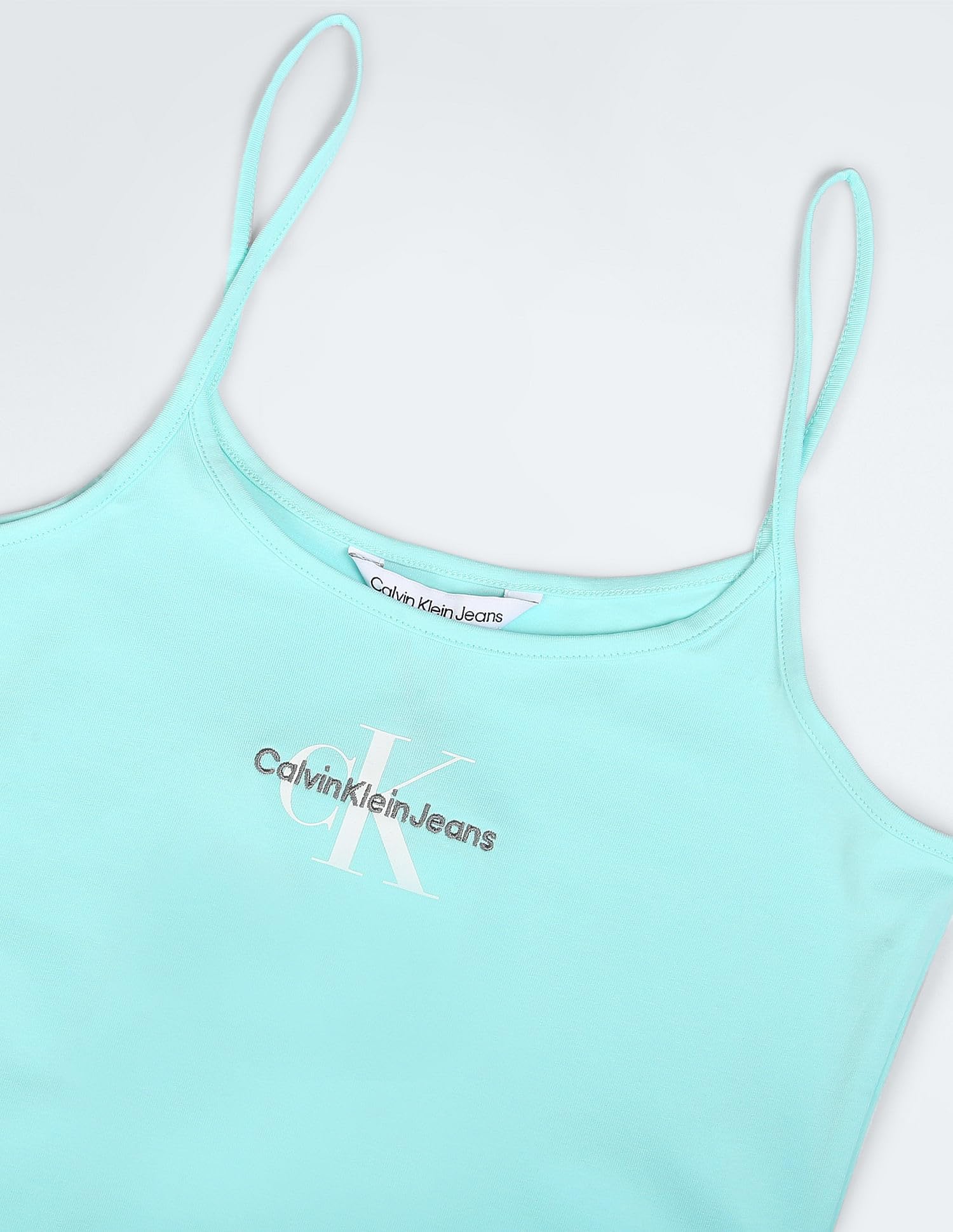 Calvin Klein Damen Kleid Monologo schmale Träger, Türkis (Blue Tint), XS – Ansicht 3