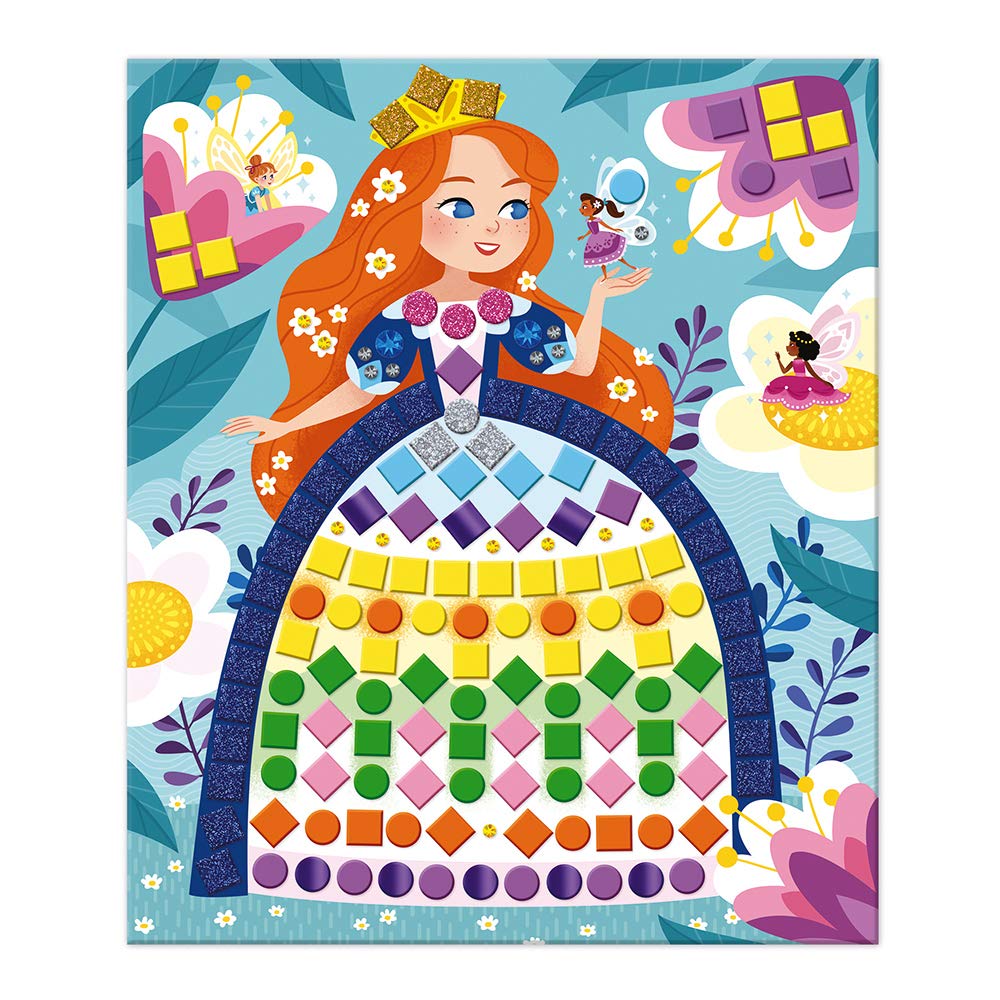 Janod - Cofanetto Mosaici Principesse e Fate - Les Ateliers du Calme - Kit Creativo per Il Tempo Libero dei Bambini - Sviluppo della Motricità Fine e della Concentrazione - Dall'Età di 5 Anni, J07962