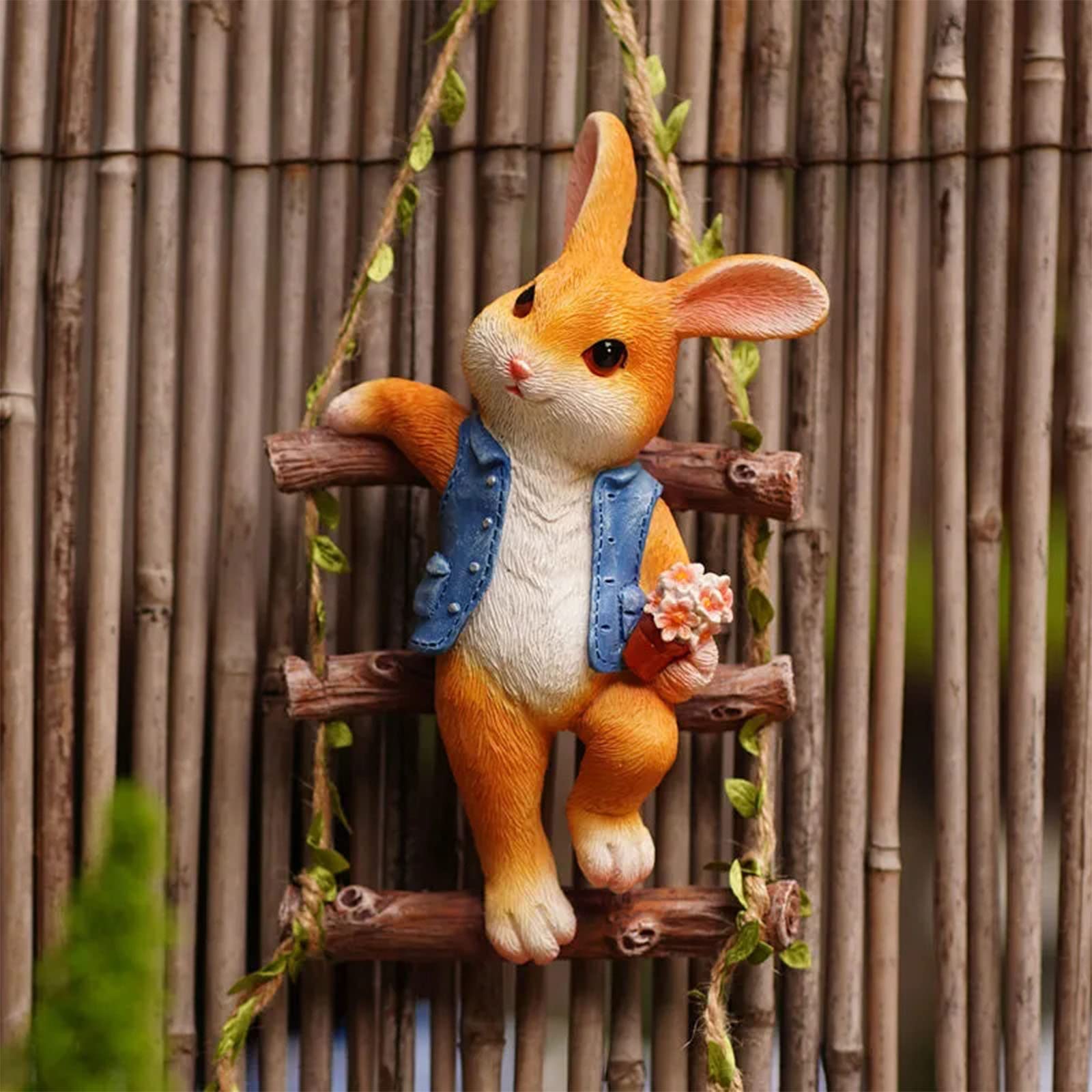 Amazon.co.jp: ガーデニング オブジェ はしごを登るうさぎ ガーデン