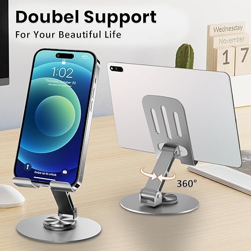 Miniatura 2 de 2 soportes para teléfono celular, multiángel, ajustable, rotación de 360, soporte de metal antideslizante compatible con iPone Android Smartphone y