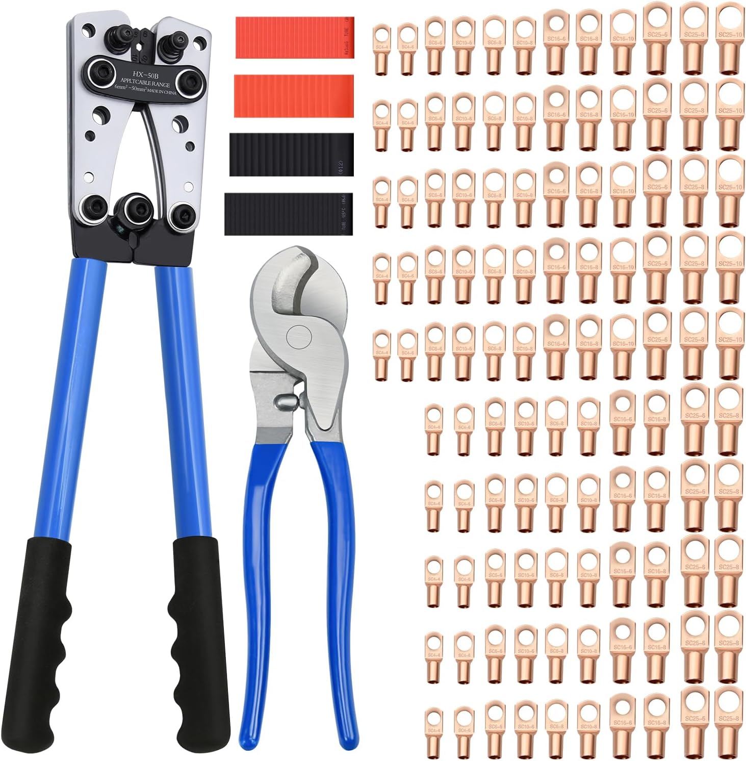 Cable Lug Crimping Tool with 170pcs Copper Wire Lugs and