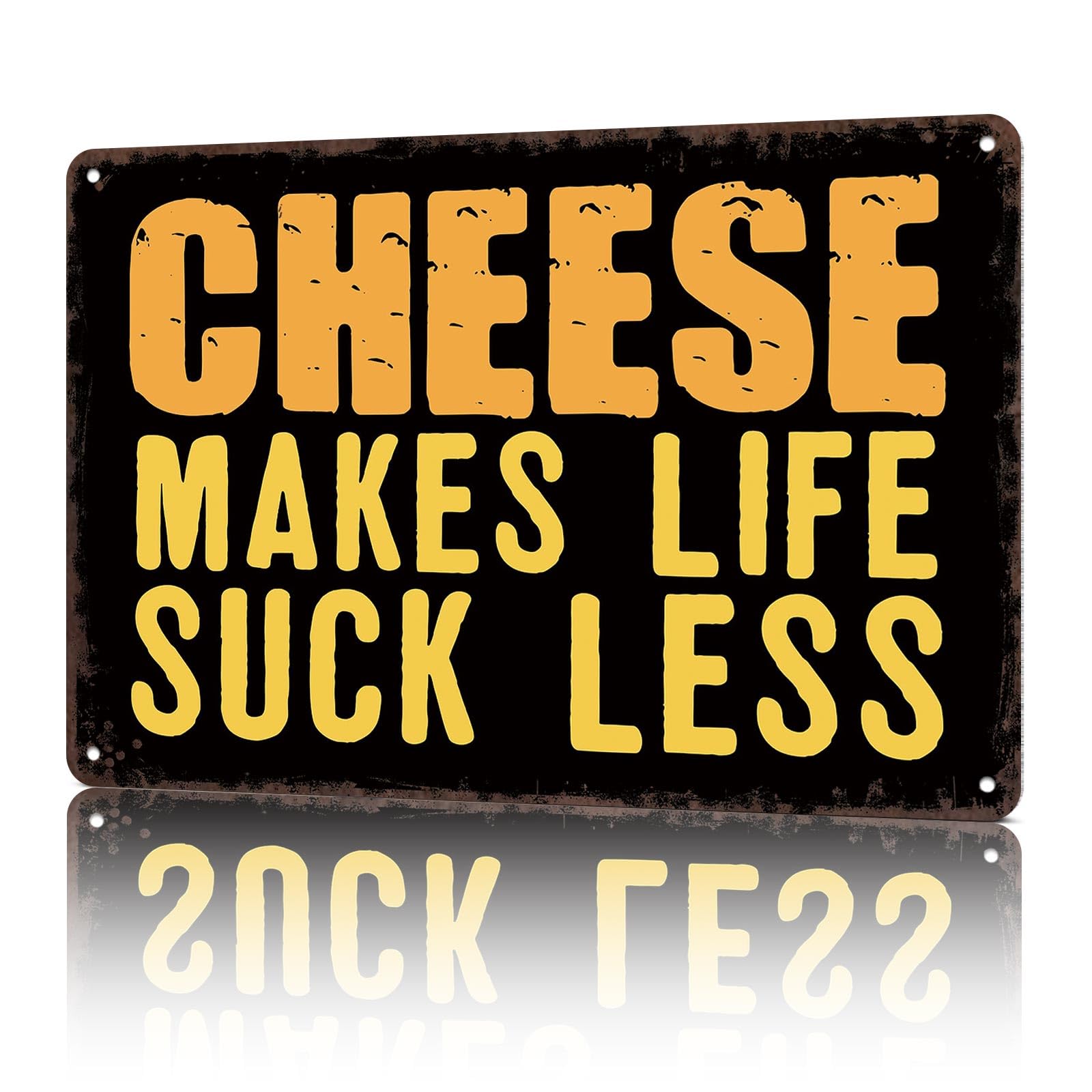KWQDOZF Vintage Metal Signs Cheese Joke Cheesy Saying Funny Tin Sign Poster Wall Art For Home Room Bedroom Office Decor 8x12inch
