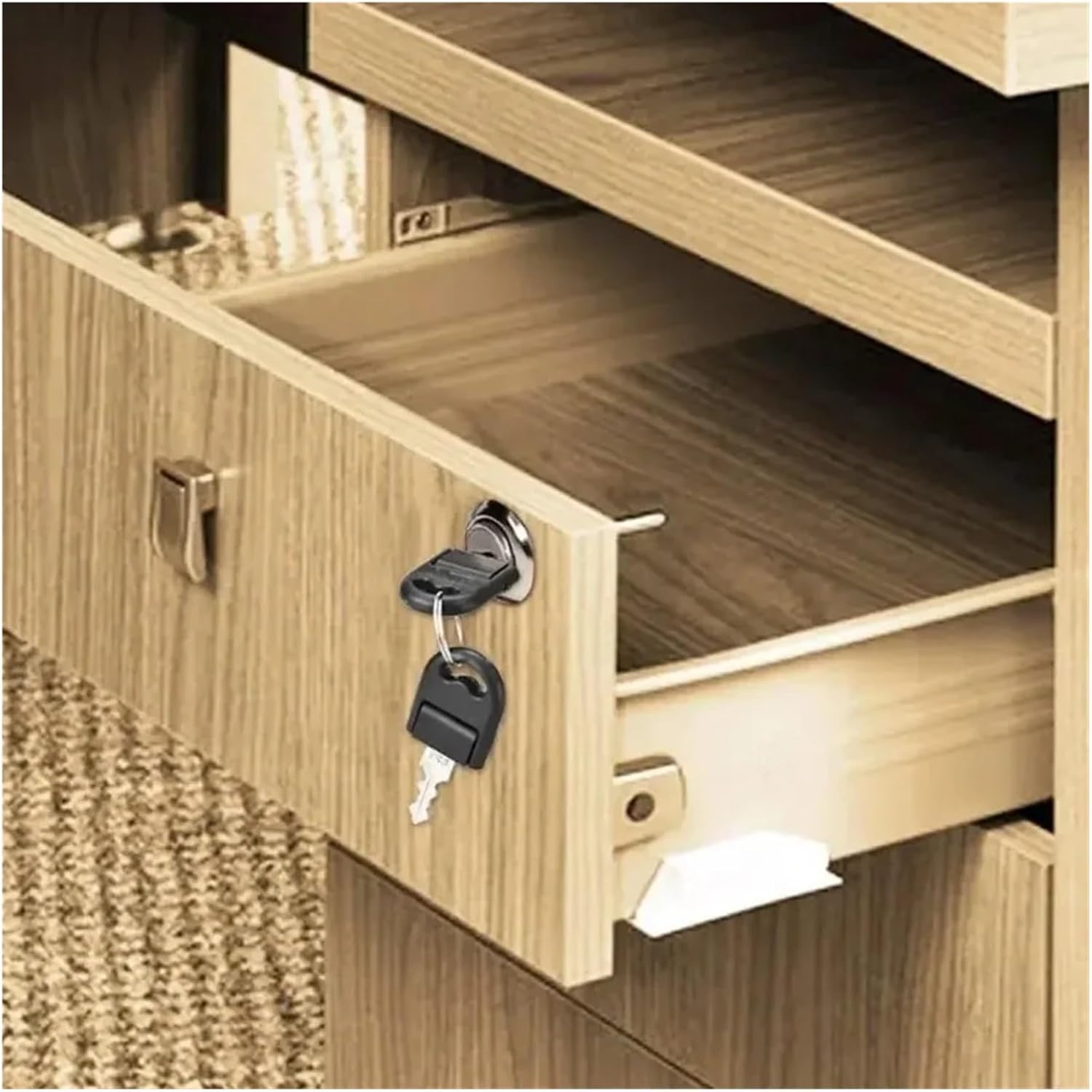 Security Cam Lock Multicolor 16/19mm Cylinder Locks with 2 Keys for Cabinet Mailbox Desk Drawer Cupboard(Black-16mm)