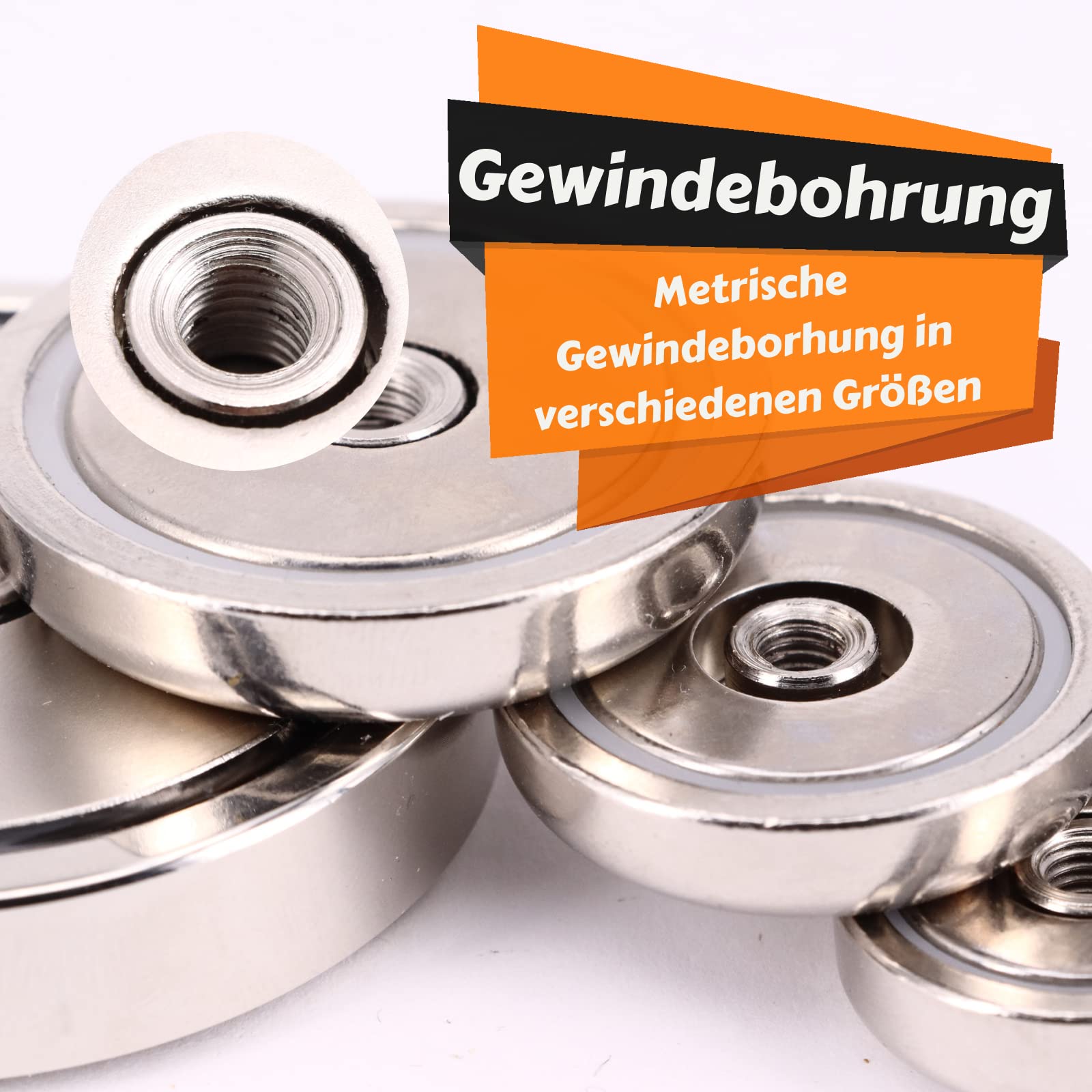 10 Stück Magnetösen Topfmagnet Mit Öse D 25 Mm 22 Kg Neodym Magnet M5 Gewinde EB