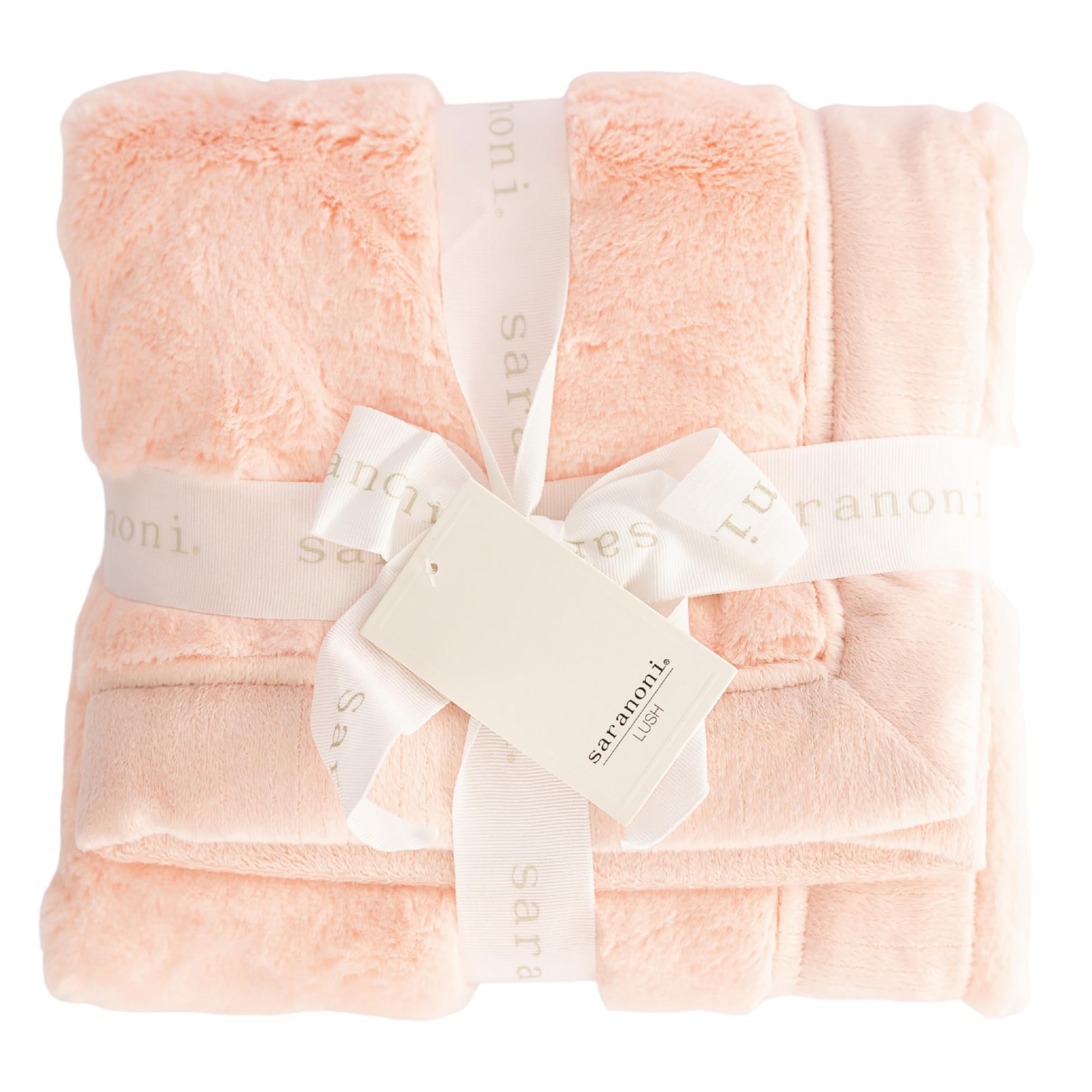Saranoni Luxury Receiving Blankets for Babies | Ultra-Soft Lush and Boutique Quality Baby Blanket | Peach Blush - 40” x 30”