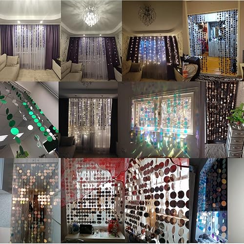 Miniatura 7 de ECYC Ltd Cortina de lentejuelas brillantes con cuentas para puerta, cortina de lentejuelas de PVC para puerta, ventana, divisor de habitación, para