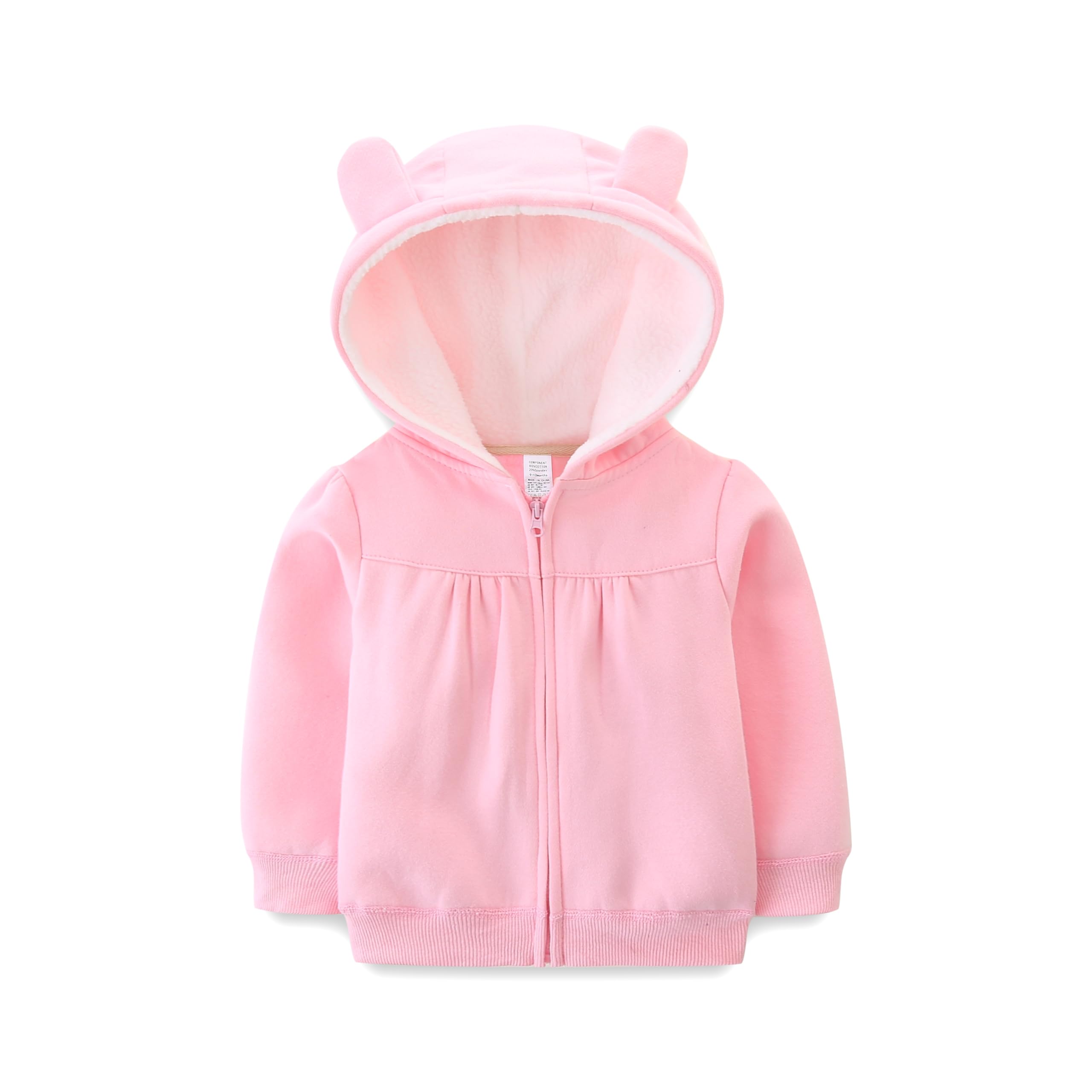KIDDLETOWN Baby Kapuzenjacke, Warme Kinder Cartoon Bär Reißverschluss Outwear, Unisex Baby Hooded Sweater Jacket, Baumwolle Kapuzenpullover 0-24 Monate