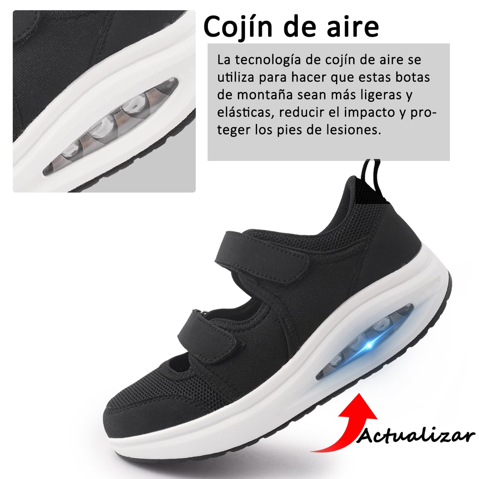 Git-up Transpirable Enfermera Zapatillas Mujer Antideslizante Ajustable Cómodo Correr Correr Casual Ortopédico Ligero Artritis Diabetes Fascitis Plantar Zapatos
