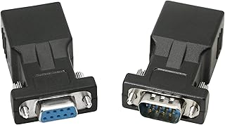 DB9 RS232 to RJ45 Extender, DB9 9-Pin Serial Port Female&Male to RJ45 CAT5 CAT6 Ethernet LAN Extend Adapter Cable-2pcs (2-Adapter)