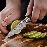 Vista 6 de Paring Knife 3.5 inch, Kitchen Knife with Sheath, German Carbon Stainless Steel Ergonomic, Pakkawood Handle, Sharp Fruit Knife for Home&Restaurant
