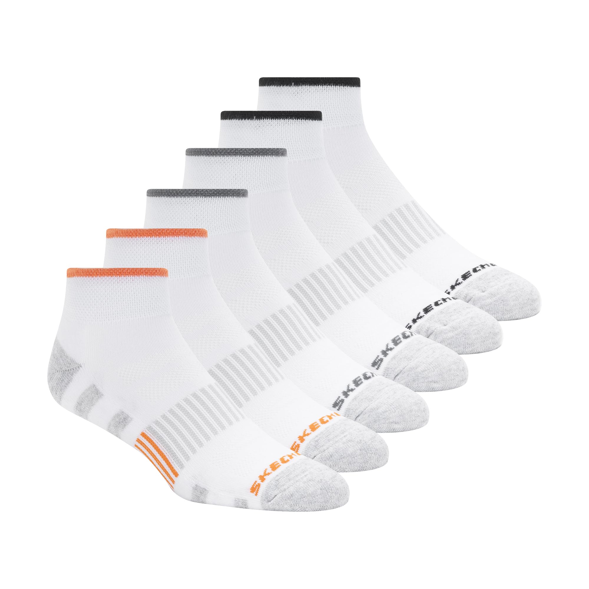 Skechers Men's 6 Pack Work Quarter Crew Socks, White, 9-13 UK