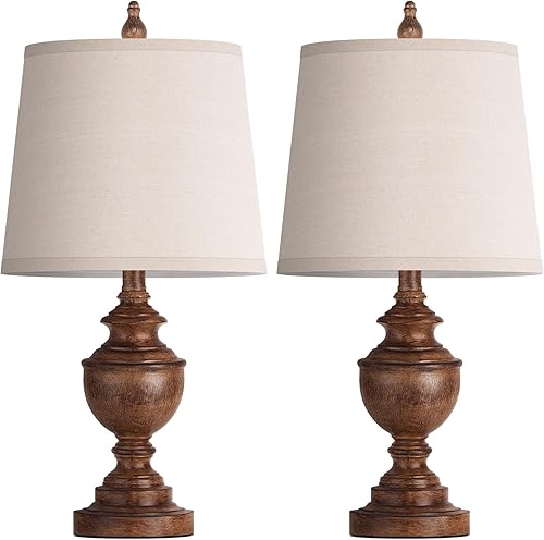 Miniatura 2 de PARTPHONER Juego de 2 lámparas de mesa retro, lámpara de noche para dormitorio, lámparas de mesa rústicas de granja para sala de estar, lámparas de