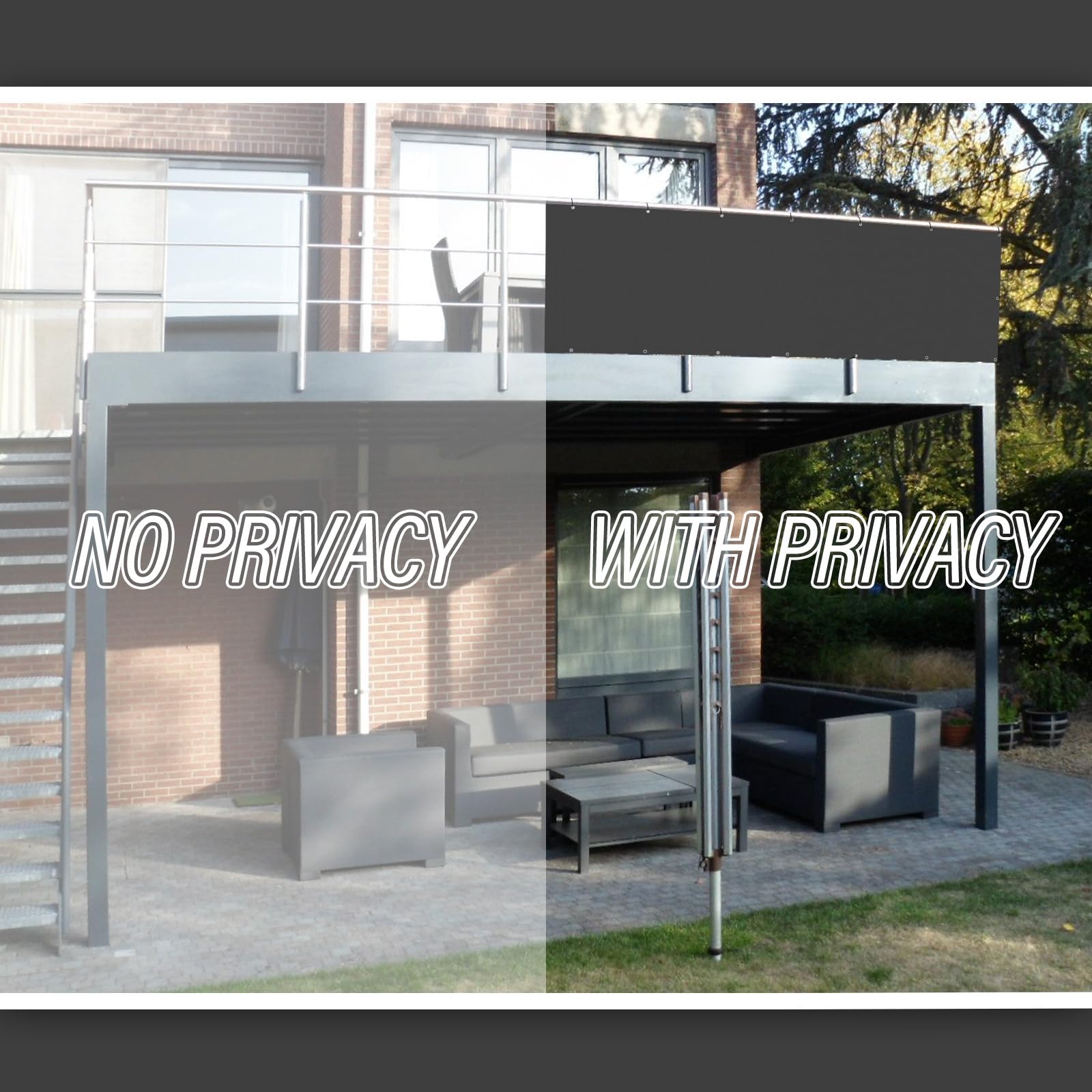 Brise-Vue Balcon 90 x 600 cm Anthracite avec Œillets et Cordes